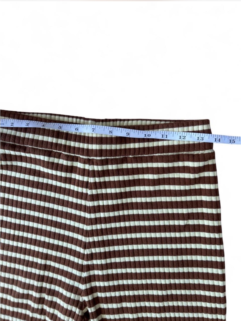 Rita Row Stretchy Wide Leg Athleisure Pants Rib Knit Brown Yellow Stripes Large - Picture 6 of 8
